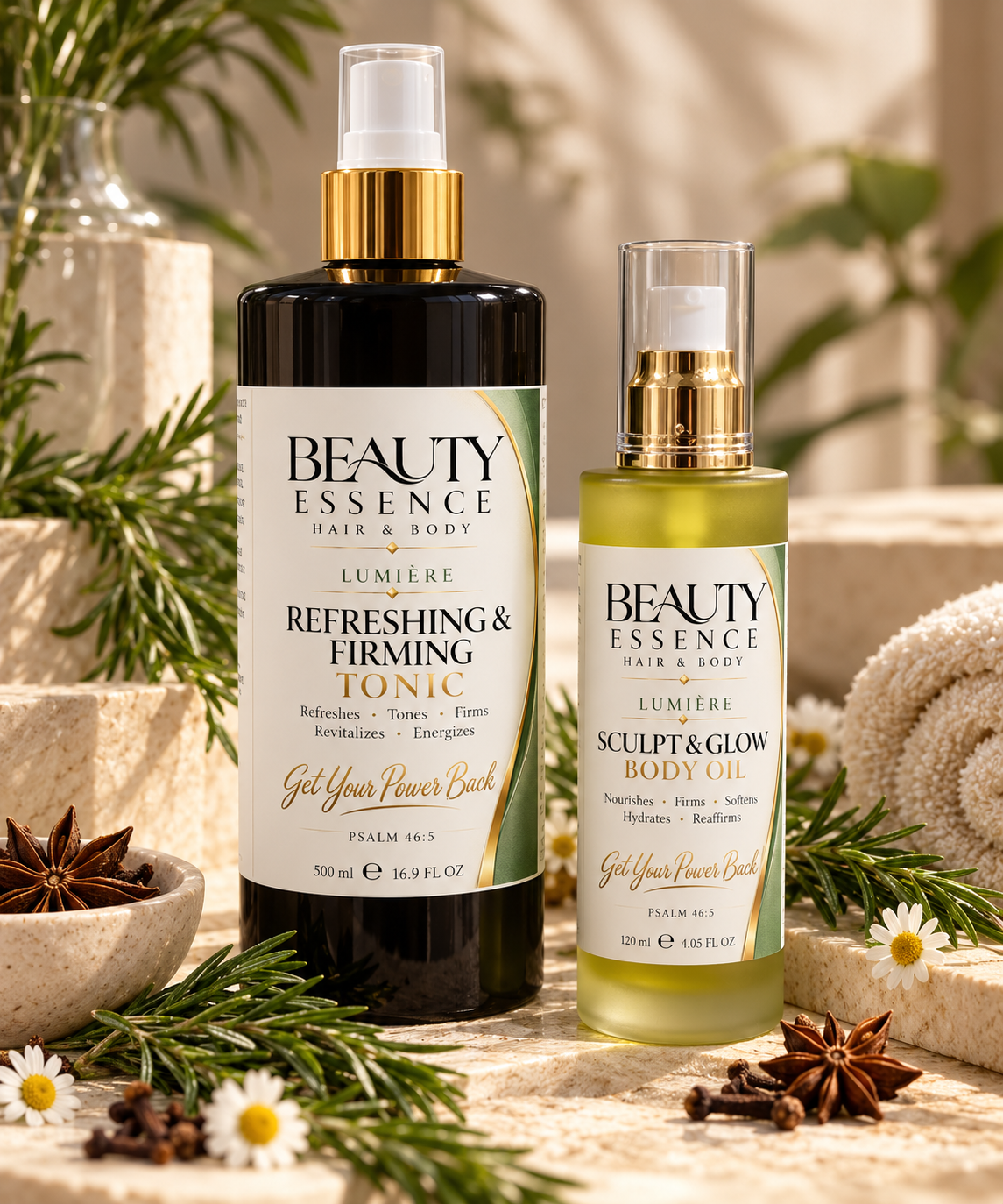 Beauty Essence The Lumière Body Ritual with Refreshing & Firming Tonic and Sculpt & Glow Body Oil