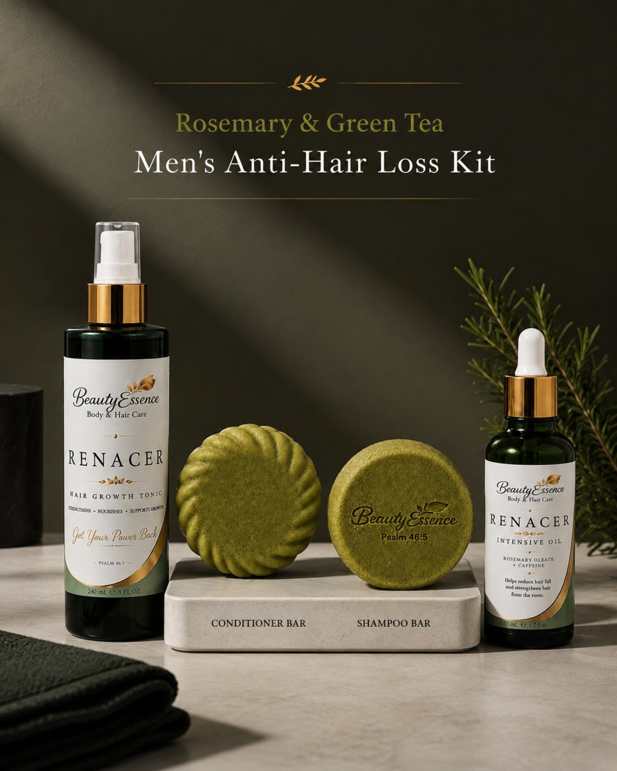 Beauty Essence RENACER Men Anti-Hair Loss and Dandruff Kit with Rosemary & Green Tea